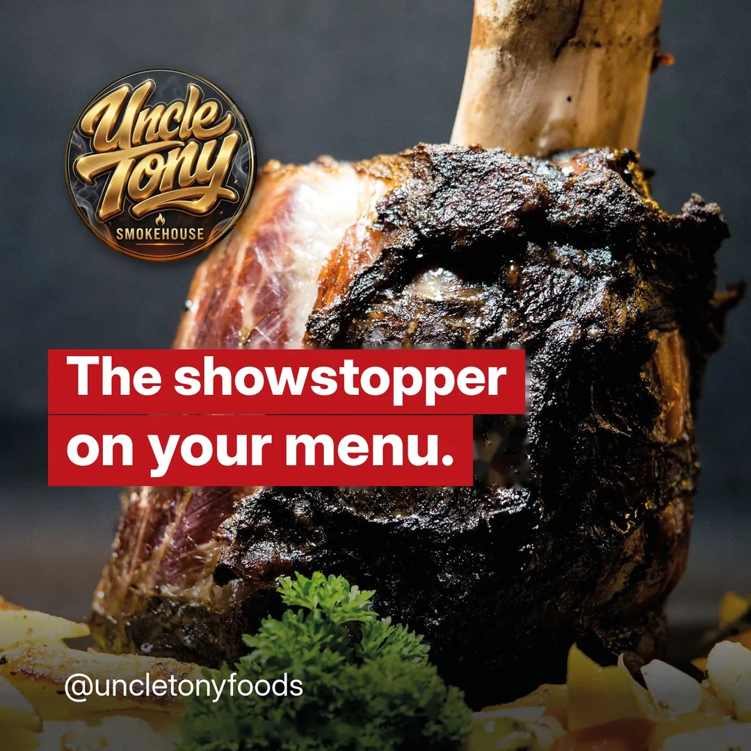 Uncle Tony Smokehouse smoked beef hammer, bone-in beef shank smoked low and slow